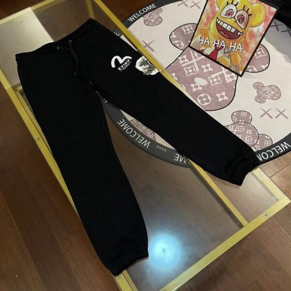 2024 Fall and Winter New EV Fukujin Men's Pants Wave Brocade Embroidery Big M Print Letter Casual Sweatpants - Image 7