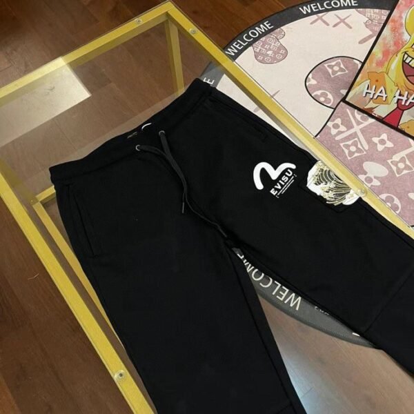 2024 Fall and Winter New EV Fukujin Men's Pants Wave Brocade Embroidery Big M Print Letter Casual Sweatpants - Image 4