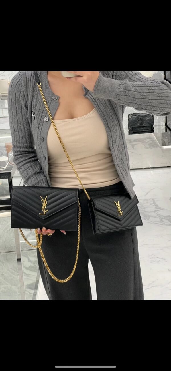 YSL Saint Laurent hot models top caviar ball pattern original single replica peut être utilisé comme pochette peut être utilisé comme sac à bandoulière à l'intérieur 20 card size : 22.5 * 14 * 4 code 360452 - Image 15