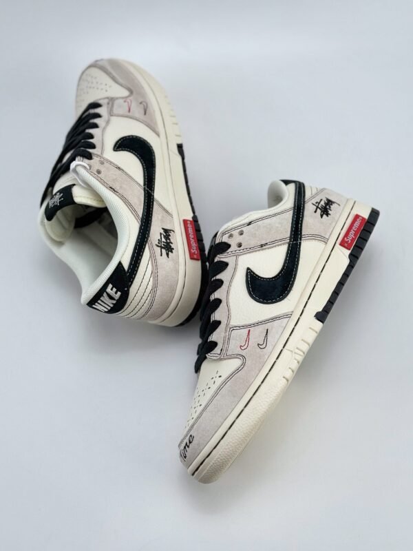 Nike SB Dunk Low x Stussy x Supreme Beige White Black - Image 4