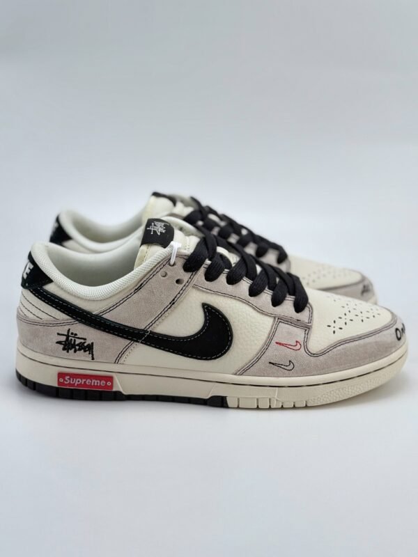 Nike SB Dunk Low x Stussy x Supreme Beige White Black - Image 5