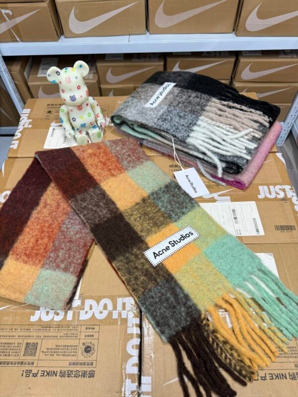 Acne Studios Narrow Tasseled Pom Pom Scarf - Image 7