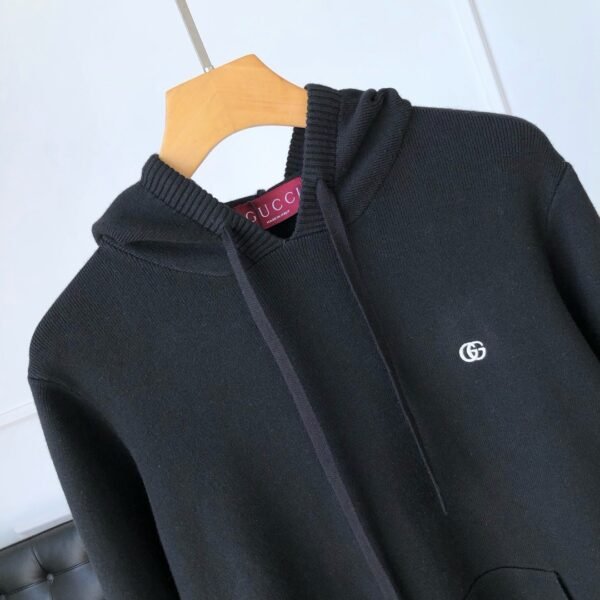 GUCCI GG wool knit black hoodie ~ zipper knit hooded jacket - Image 8