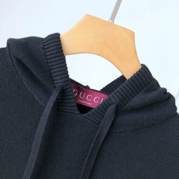 GUCCI GG wool knit black hoodie ~ zipper knit hooded jacket - Image 3