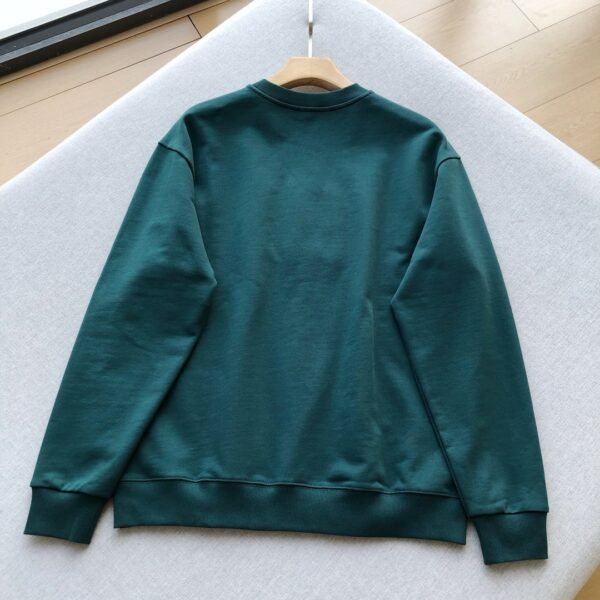 FENDI White Letter Flocked Logo ~ Green Terry Cotton Crew Neck Sweatshirt - Image 4