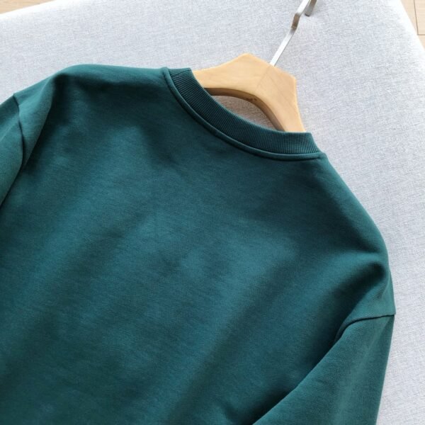 FENDI White Letter Flocked Logo ~ Green Terry Cotton Crew Neck Sweatshirt - Image 2