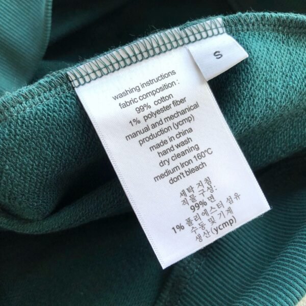 FENDI White Letter Flocked Logo ~ Green Terry Cotton Crew Neck Sweatshirt - Image 3
