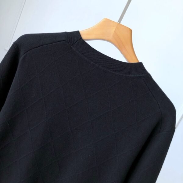 CHANEL Classic Double C Embroidered Logo Dark Sweater - Image 4