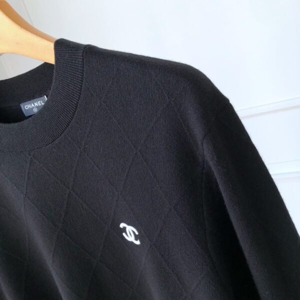 CHANEL Classic Double C Embroidered Logo Dark Sweater - Image 2
