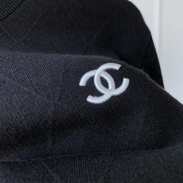 CHANEL Classic Double C Embroidered Logo Dark Sweater - Image 7