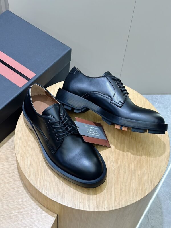 Zegna Black Handmade Udine Derby Shoes - Image 2