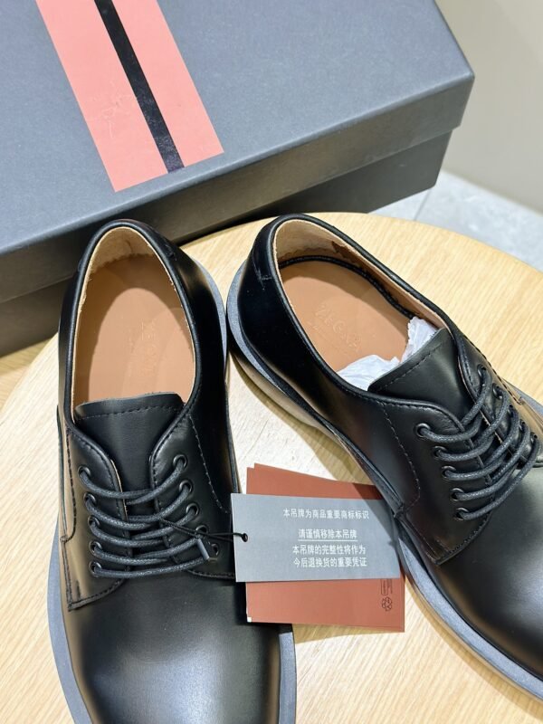 Zegna Black Handmade Udine Derby Shoes - Image 3