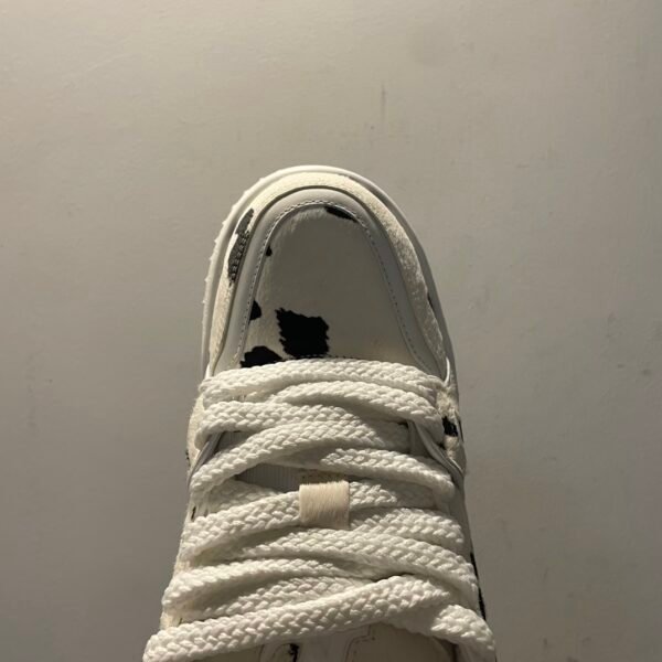 LV LOUIS VUITTON Trainer Maxi Cowhide Animal Print Low Top Life Loafers Black White - Image 3