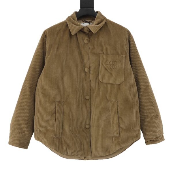 Miu Miu 24Fw Patch Embroidered Corduroy Down Jacket