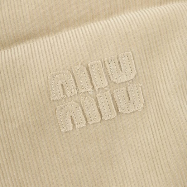 MIUMIU MM patch embroidered corduroy stand-up collar down jacket - Image 9