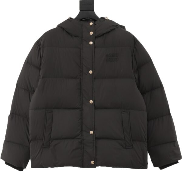 MIUMIU MM Patch Embroidered Hooded Down Jacket