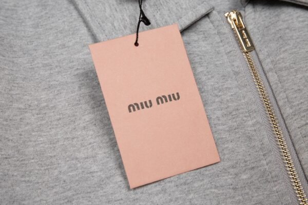 Miumiu star with the same patch leather letters embroidered zipper sweater - Image 5