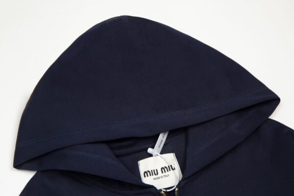 Miumiu star with the same patch leather letters embroidered zipper sweater - Image 4