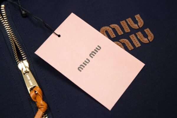 Miumiu star with the same patch leather letters embroidered zipper sweater - Image 5