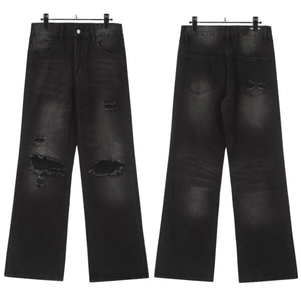 Balenciaga washed and aged vintage high street skinny drapey knife cut striped straight leg jeans