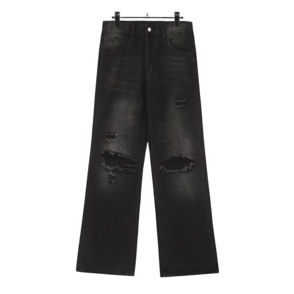 Balenciaga washed and aged vintage high street skinny drapey knife cut striped straight leg jeans - Image 3