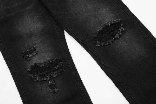 Balenciaga washed and aged vintage high street skinny drapey knife cut striped straight leg jeans - Image 12