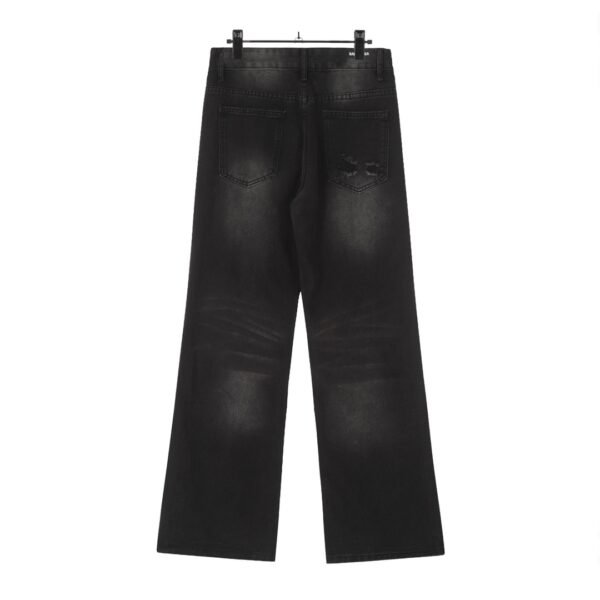 Balenciaga washed and aged vintage high street skinny drapey knife cut striped straight leg jeans - Image 4