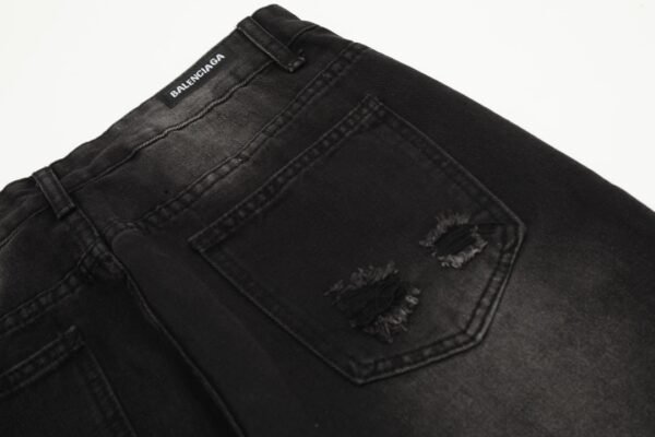 Balenciaga washed and aged vintage high street skinny drapey knife cut striped straight leg jeans - Image 11