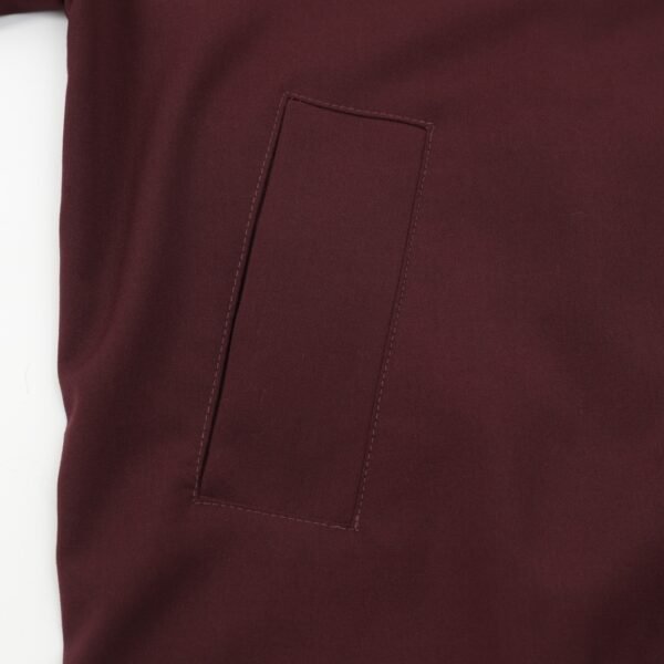 MIUMIU MM Burgundy Appliquéd Wool Drawstring Lapel Jacket Coat - Image 9