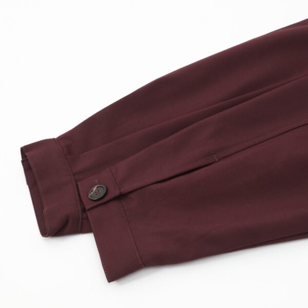 MIUMIU MM Burgundy Appliquéd Wool Drawstring Lapel Jacket Coat - Image 10