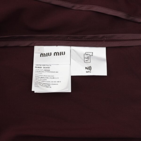MIUMIU MM Burgundy Appliquéd Wool Drawstring Lapel Jacket Coat - Image 2