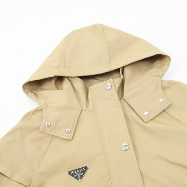 Prada 24Fw Metallic Triangle Labeled Sandwich Cotton Trench Coat Jacket - Image 6