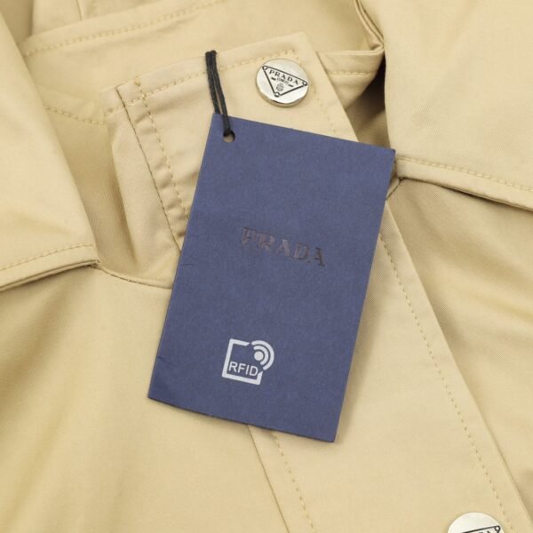 Prada 24Fw Metallic Triangle Labeled Sandwich Cotton Trench Coat Jacket - Image 9