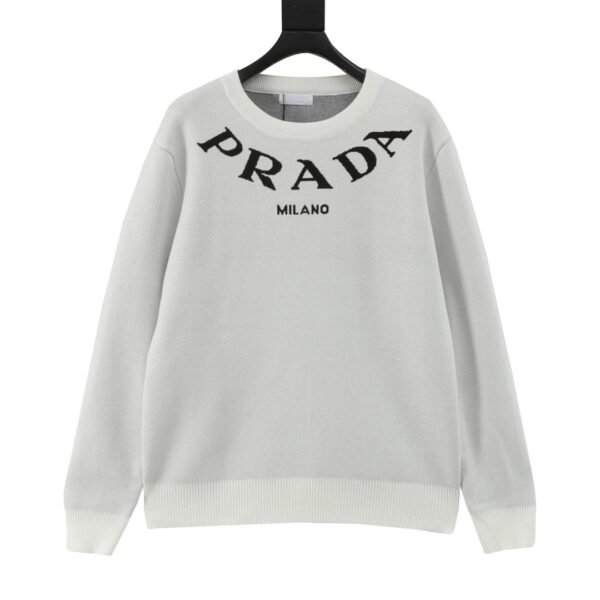 Prada color knit letter logo knit round neck sweater