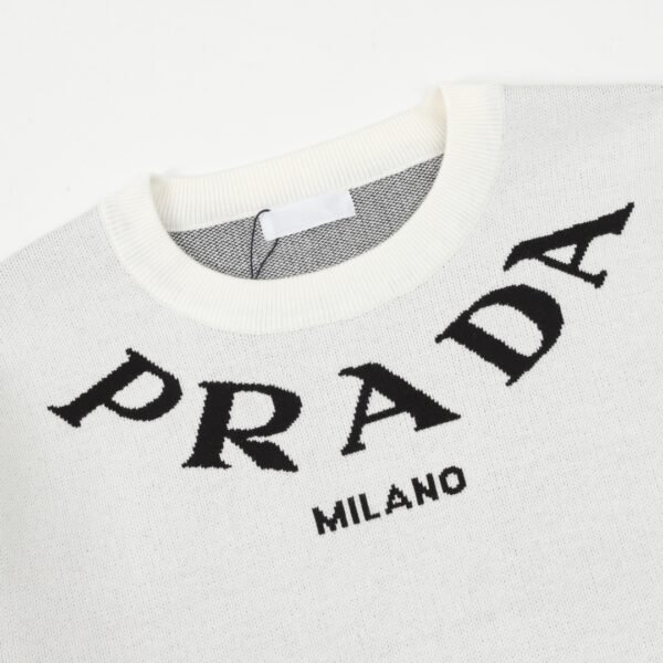 Prada color knit letter logo knit round neck sweater - Image 8