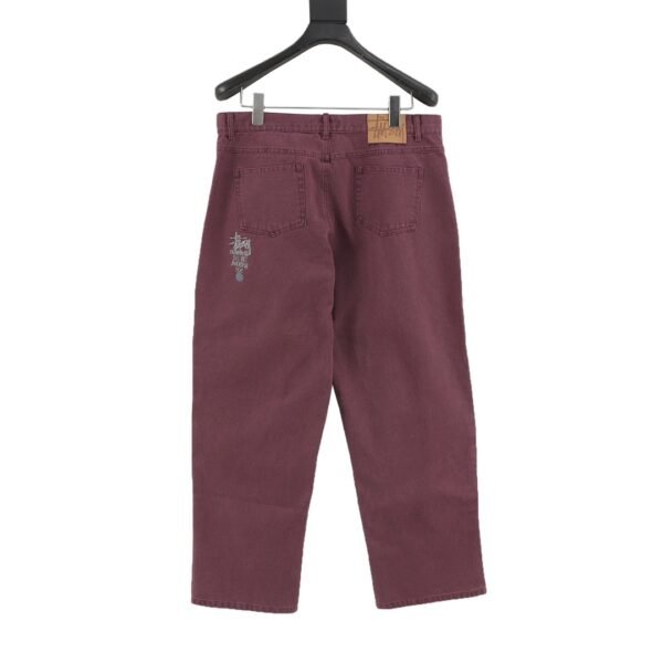 Stussy Black Eight Embroidered Heavy Wash Jeans - Image 9