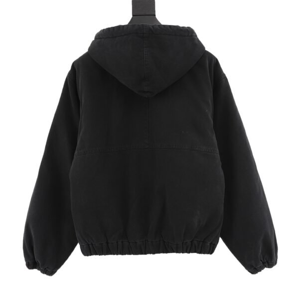 Stussy washed and distressed monogrammed black 8 hooded cotton jacket - Image 7