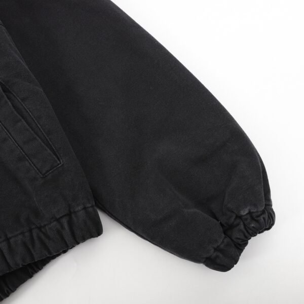 Stussy washed and distressed monogrammed black 8 hooded cotton jacket - Image 2
