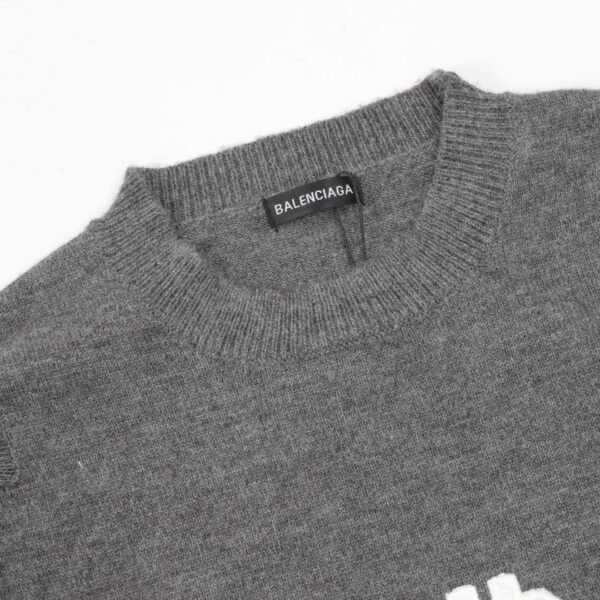 Balenciaga Double B Embroidered Knit Crew Sweater - Image 3