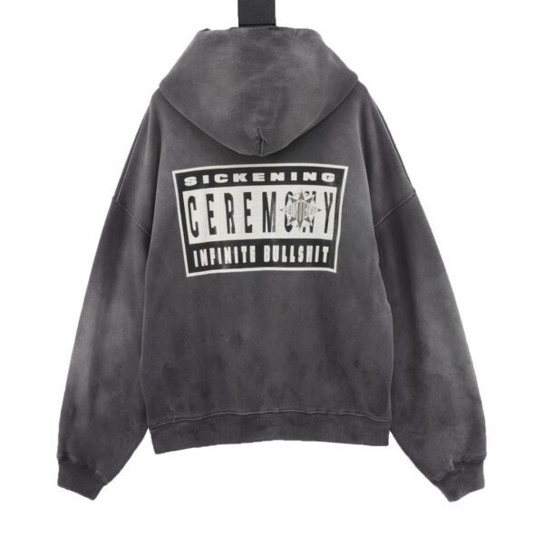 SAINT MICHAEL 24FW Cotton Hexagram Letter Print Hooded Sweatshirt - Image 5