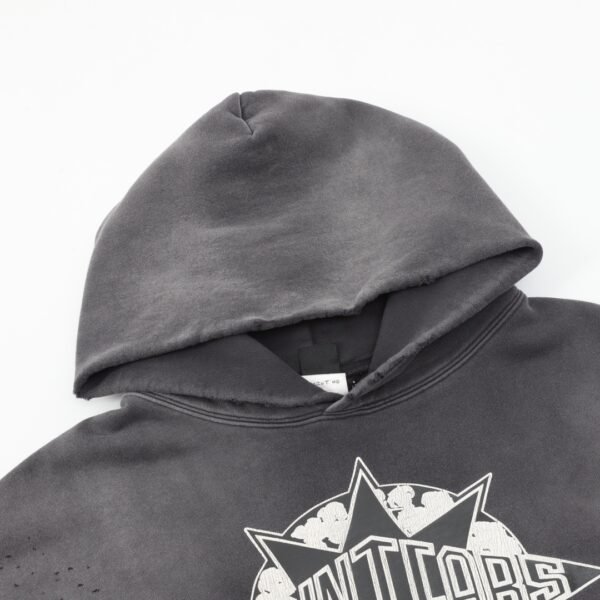 SAINT MICHAEL 24FW Cotton Hexagram Letter Print Hooded Sweatshirt - Image 7