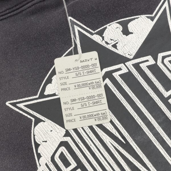 SAINT MICHAEL 24FW Cotton Hexagram Letter Print Hooded Sweatshirt - Image 3
