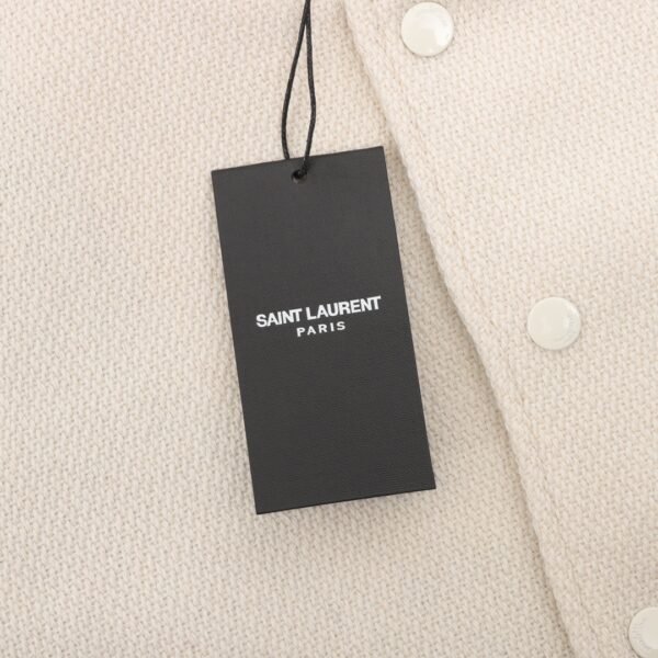 Saint Laurent Paris/Saint Laurent Patchwork White Baseball Collar Jacket Coat - Image 3