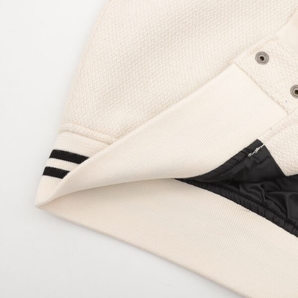 Saint Laurent Paris/Saint Laurent Patchwork White Baseball Collar Jacket Coat - Image 4