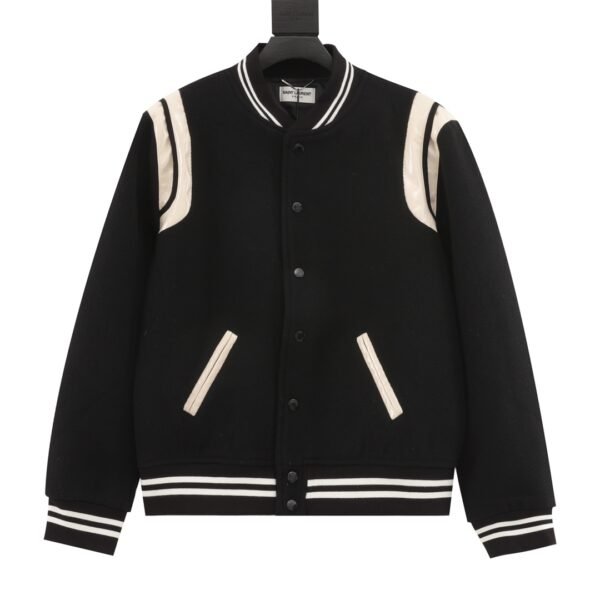 Saint Laurent Paris/St. Laurent Classic colorblocking baseball collar jacket jacket