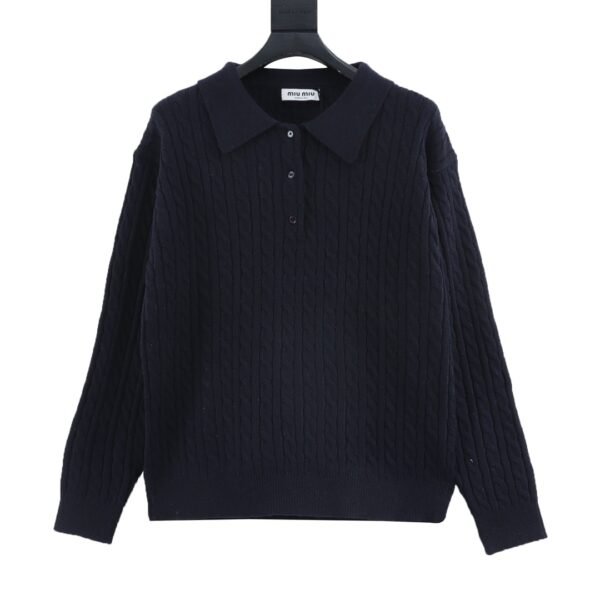 MIU MIU MM twisted cashmere polo neck sweater