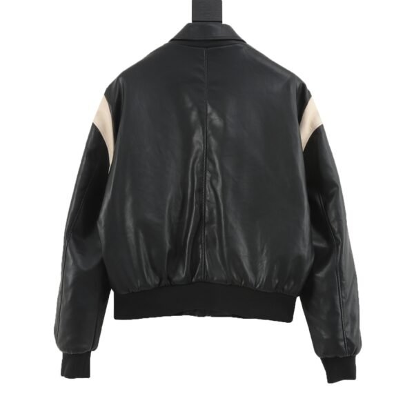 CELINE CE 24FW Patchwork Cotton Sandwich Leather Jacket - Image 3