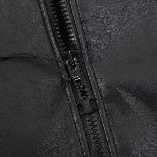 CELINE CE 24FW Patchwork Cotton Sandwich Leather Jacket - Image 5