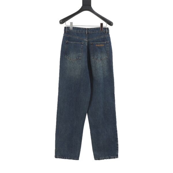 Miu Miu 24Fw Back Pocket Embroidered Logo Jeans - Image 7