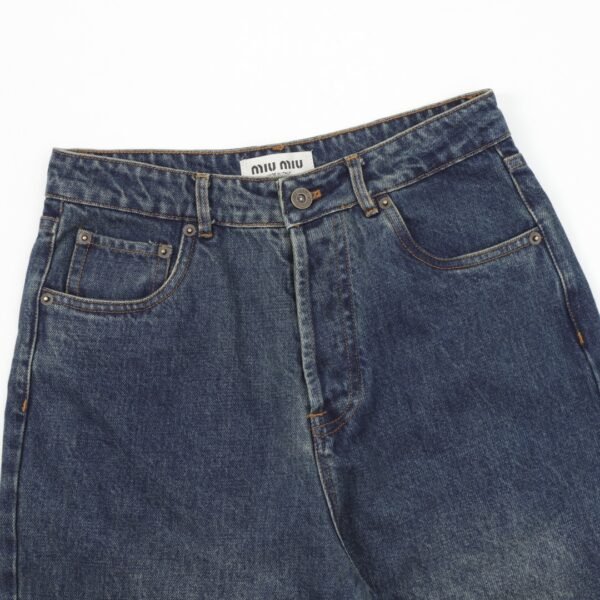 Miu Miu 24Fw Back Pocket Embroidered Logo Jeans - Image 5
